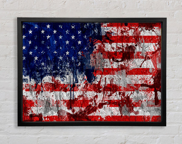 Usa American Flag Grunge Framed Print