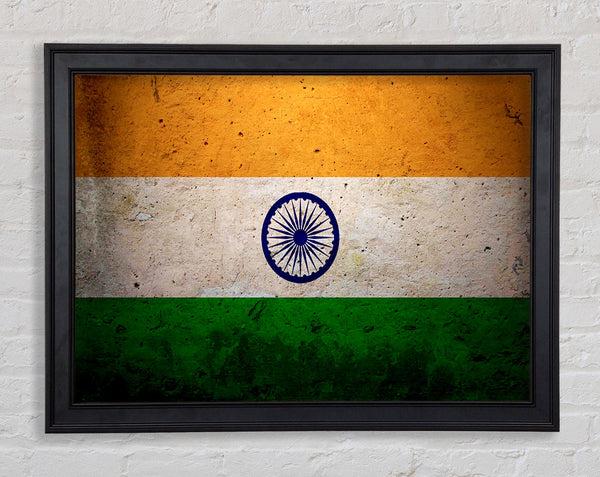 Indian Grunge Flag Framed Print