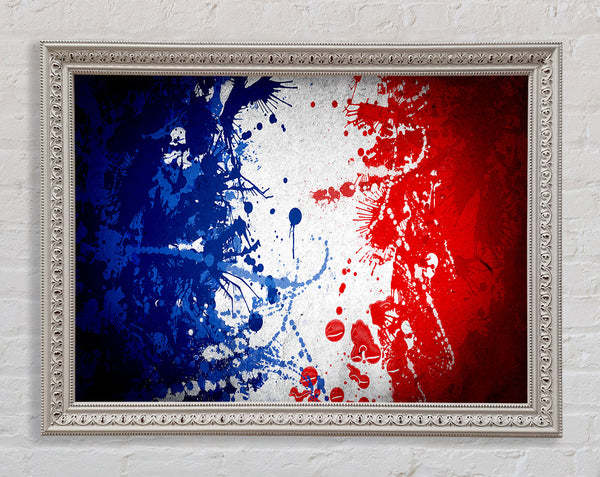 French Flag Grunge Framed Print