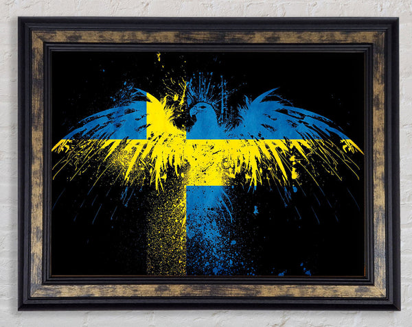 Swedish Flag Eagle Framed Print