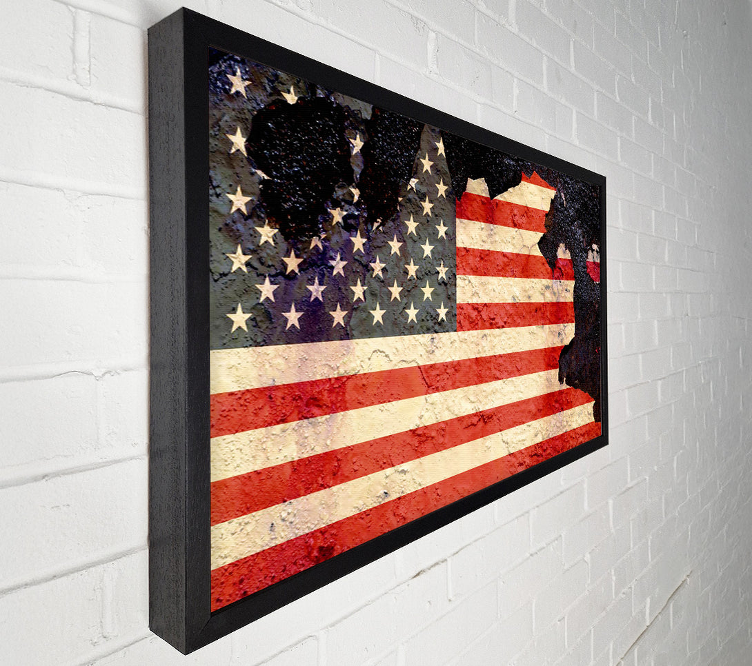  A Canvas Print of American Flag Cracked Canvas Art