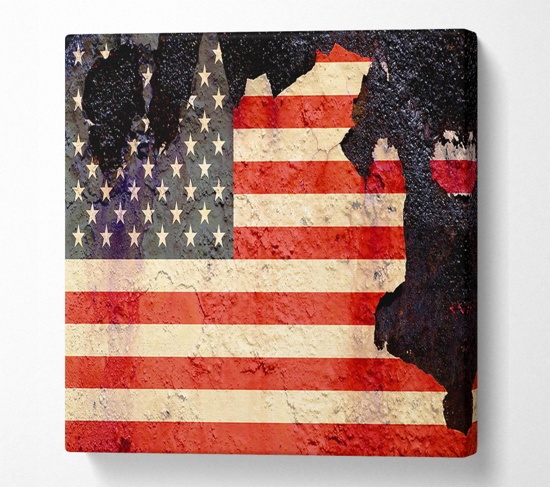  A Canvas Print of American Flag Cracked Canvas Art