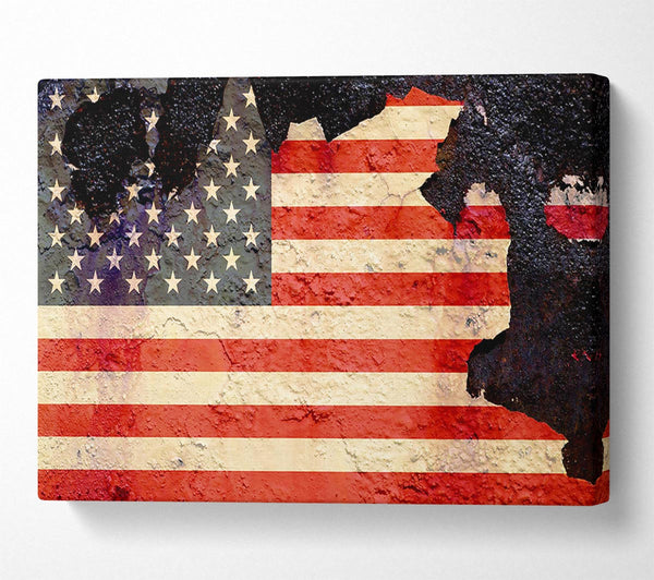 A Canvas Print of American Flag Cracked Canvas Art