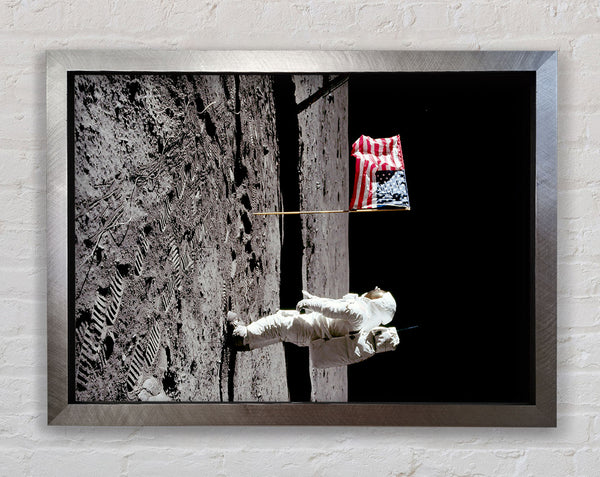 Buzz Salutes The American Flag Framed Print
