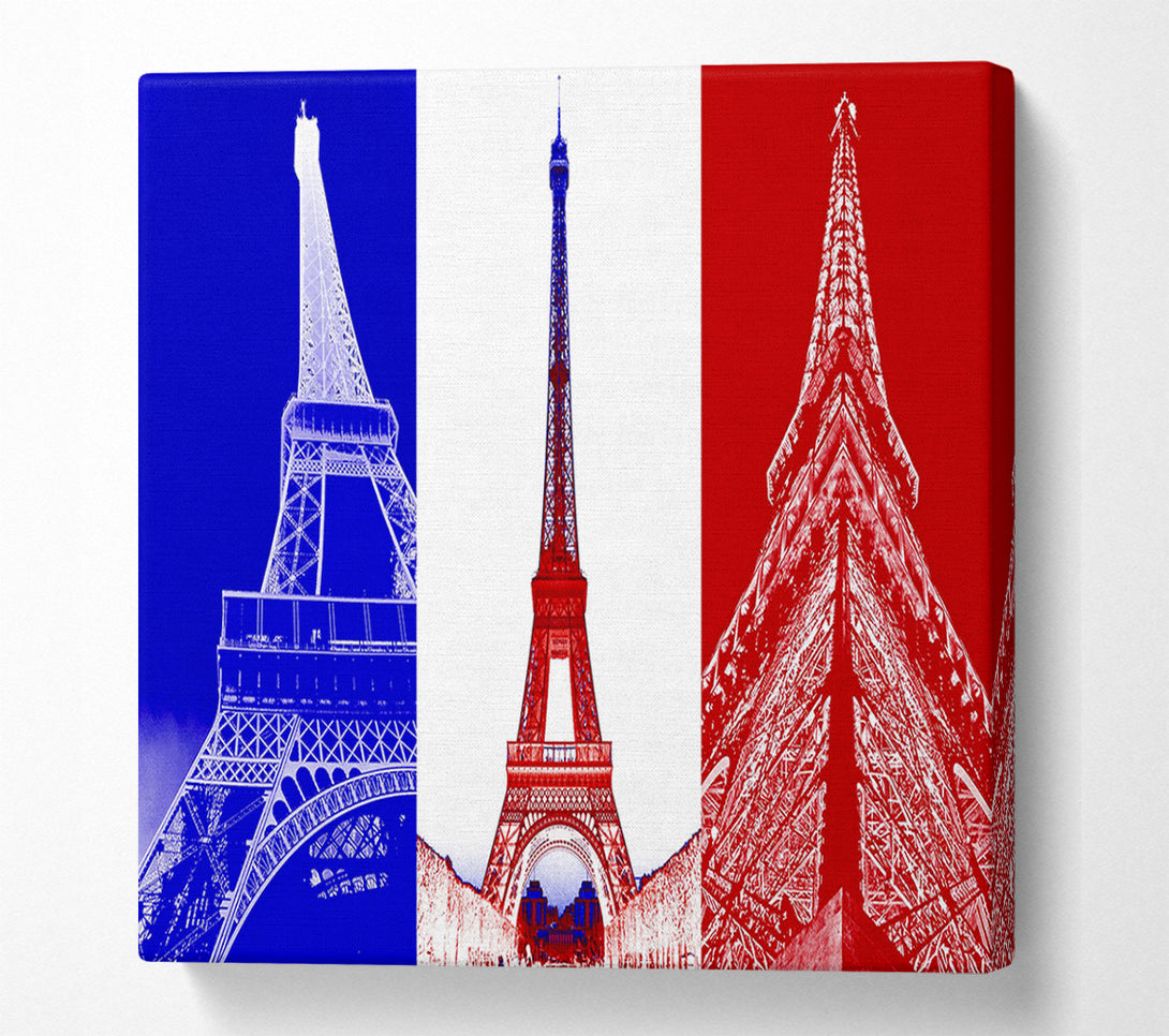  A Canvas Print of Eiffel Tower French Colours Canvas Wall Art