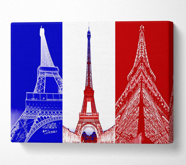  A Canvas Print of Eiffel Tower French Colours Canvas Wall Art