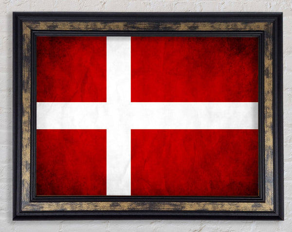 Denmark Flag Grunge Framed Print