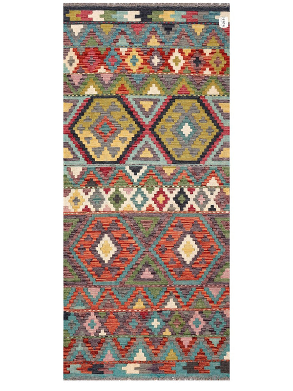 Maimana Afghanistan Kilim Rug - 195 x86 cm