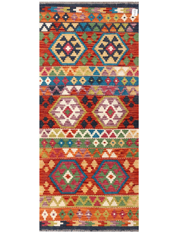 Maimana Afghanistan Kilim Rug - 194 x84 cm