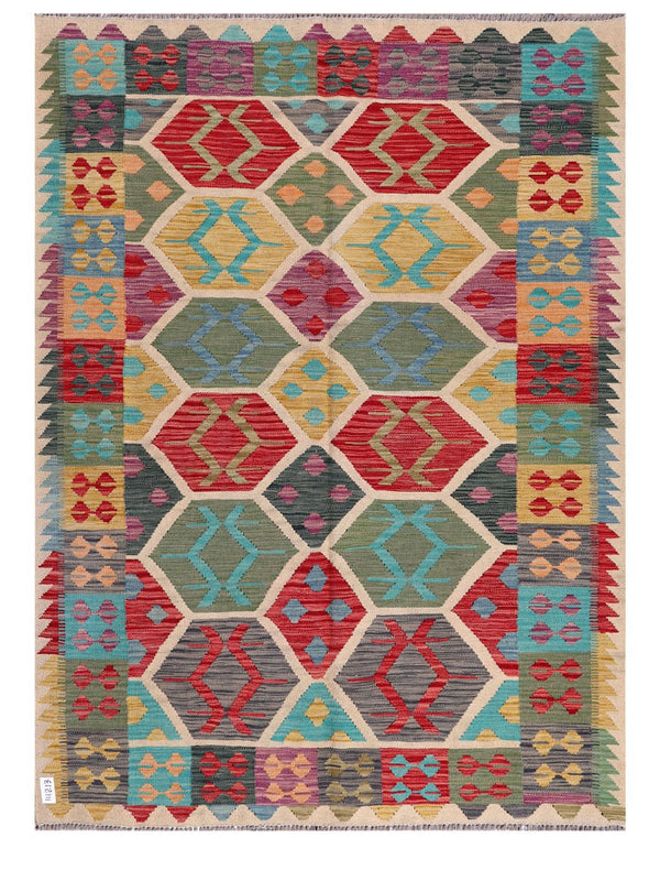 Maimana Afghanistan Kilim Rug - 198 x147 cm