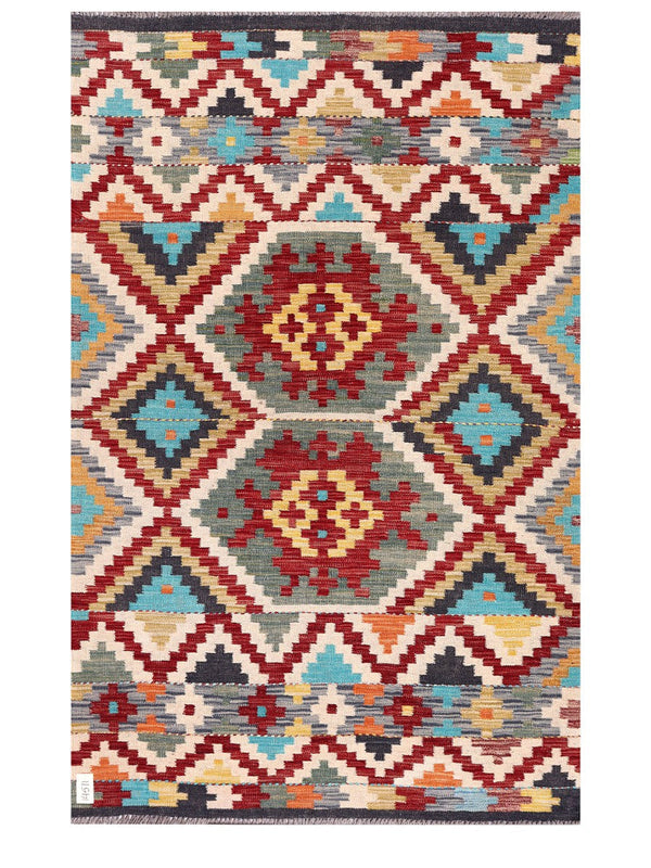 Maimana Afghanistan Kilim Rug - 188 x121 cm