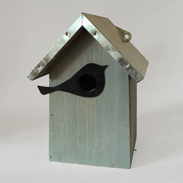 Bird House With Bird Icon Wood Metal By Nature Watch - 25cm