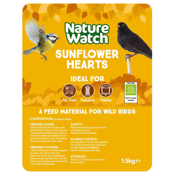 Sunflower Hearts Wild Bird Feed By Nature Watch - 1.5kg