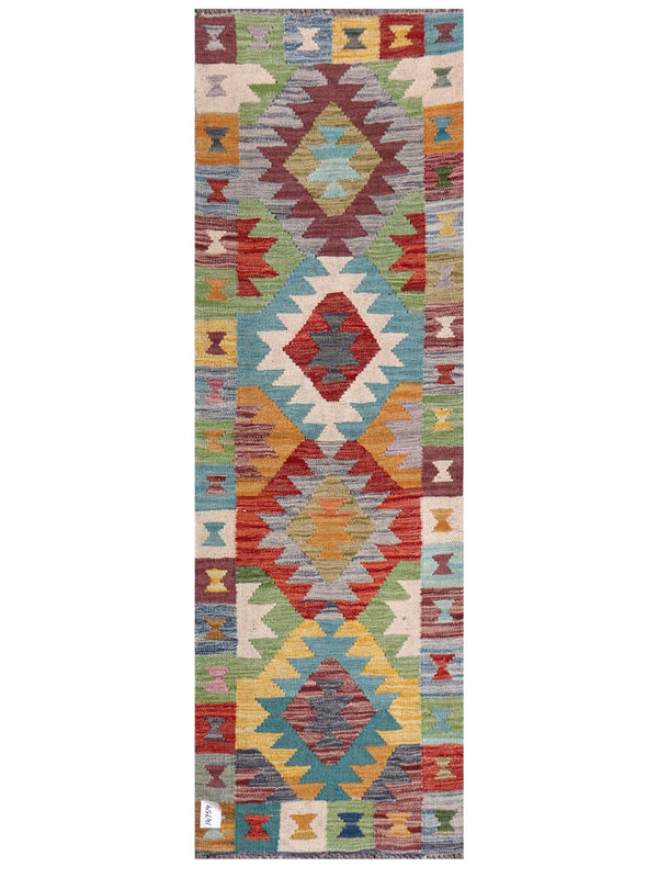 Maimana Afghanistan Kilim Rug - 194 x63 cm