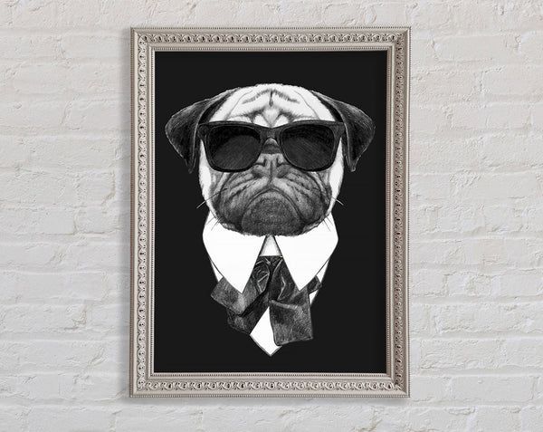 Mafia Pug Dog Framed Print