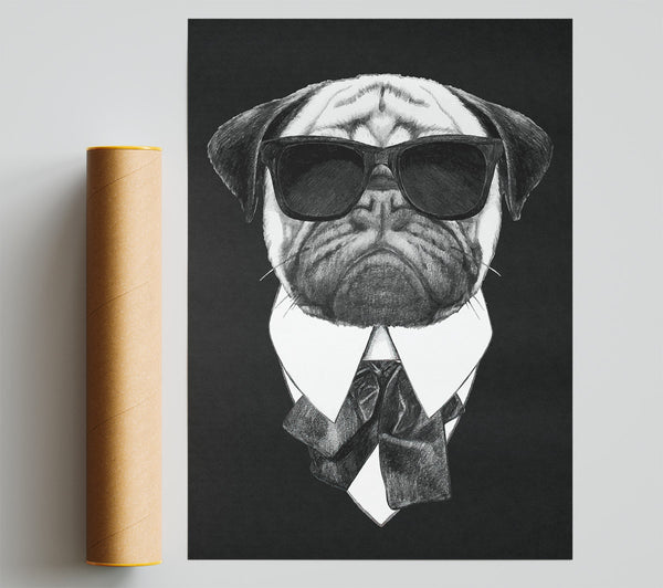 Mafia Pug Dog Print
