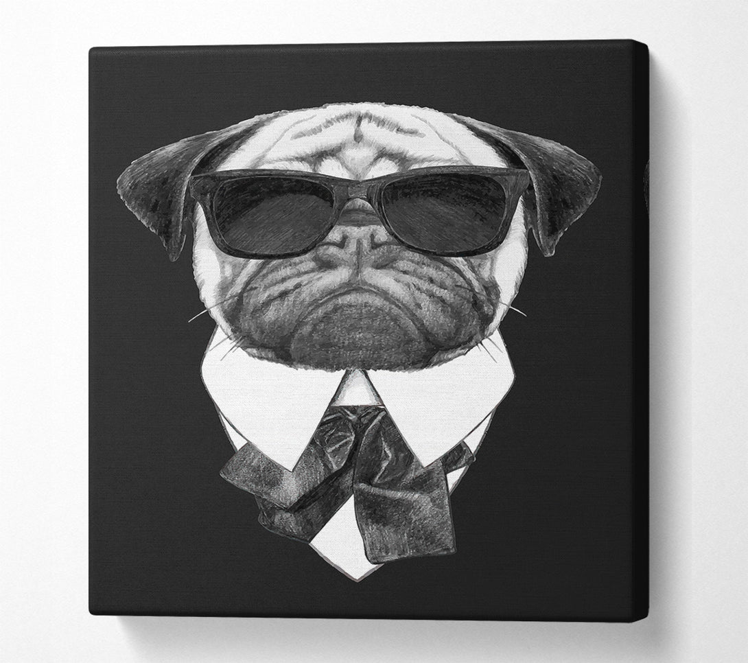  A Canvas Print of Mafia Pug Dog Canvas Wall Art