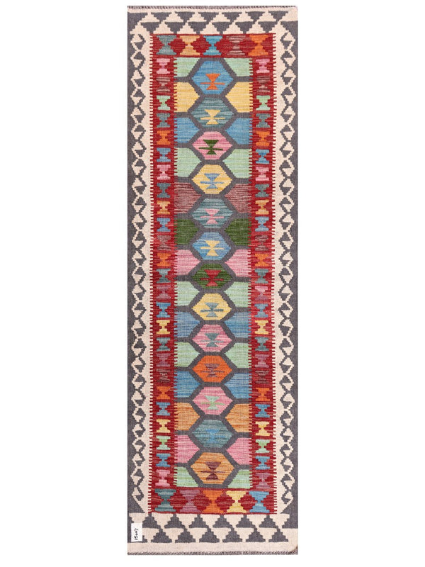 Maimana Afghanistan Kilim Rug - 204 x65 cm