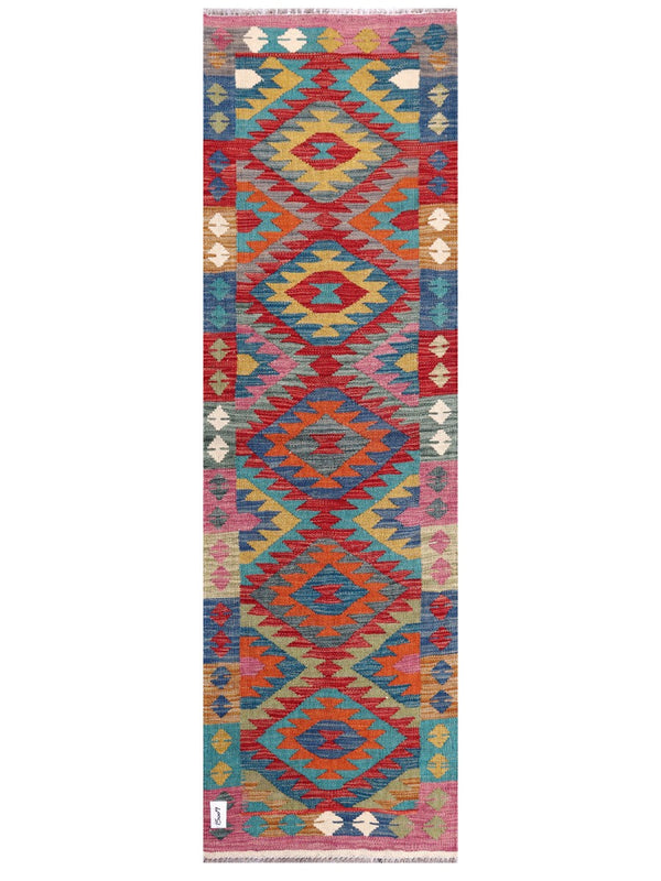 Maimana Afghanistan Kilim Rug - 203 x62 cm