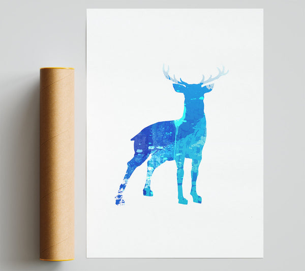 Blue Stag Poster