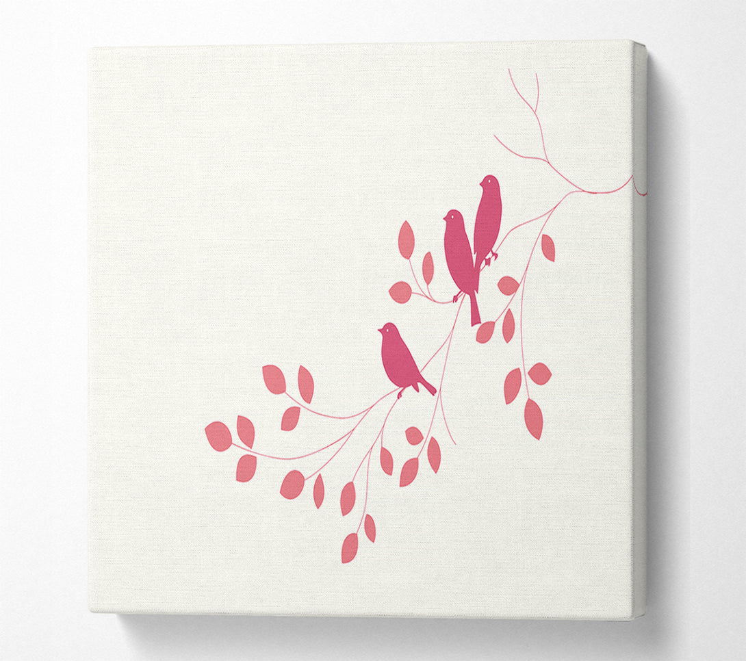  A Canvas Print of Pink Bird Leaves Canvas Art