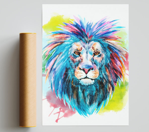 Blue Mained Lion Poster