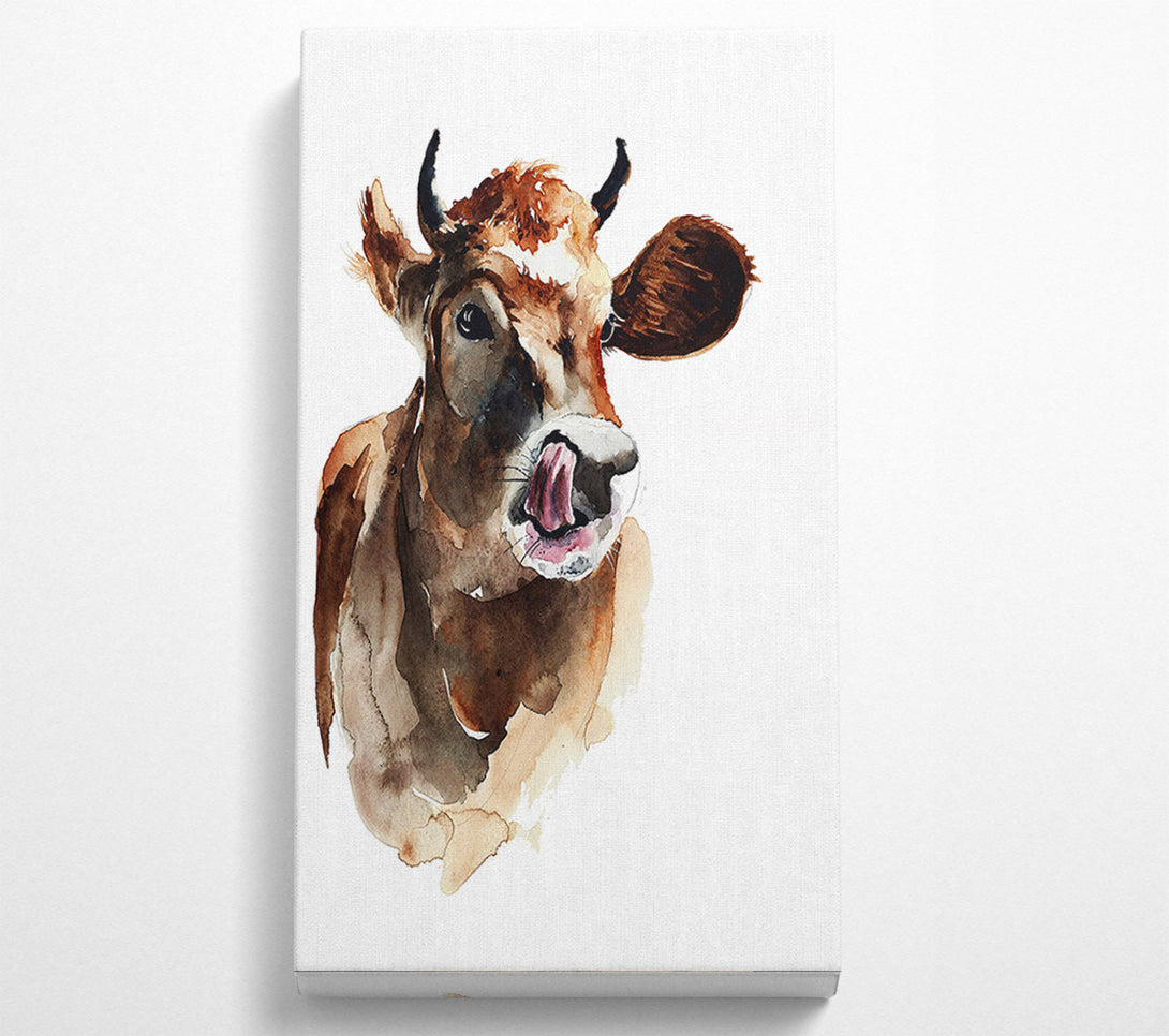  A Canvas Print of Cow Licking Good Canvas Print