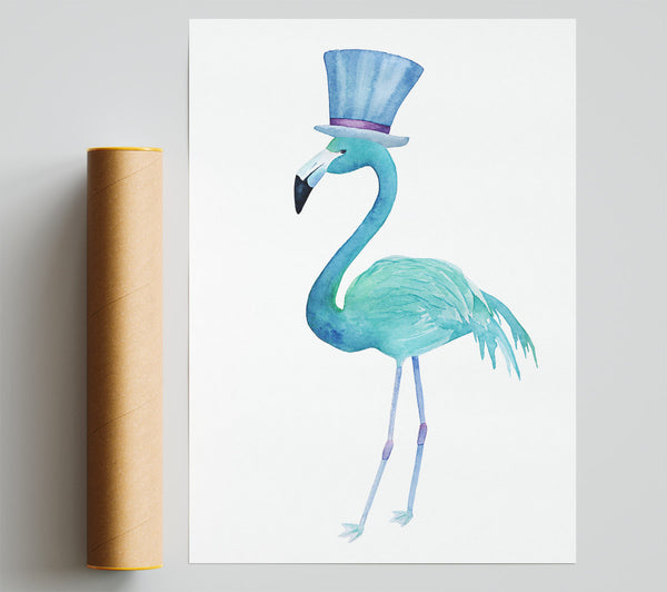 Flamingo Top Hat Poster