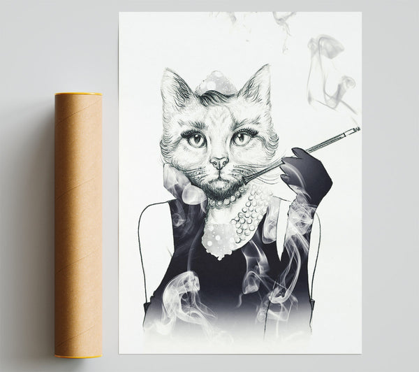 Audrey Hepburn Cat Giclee Print
