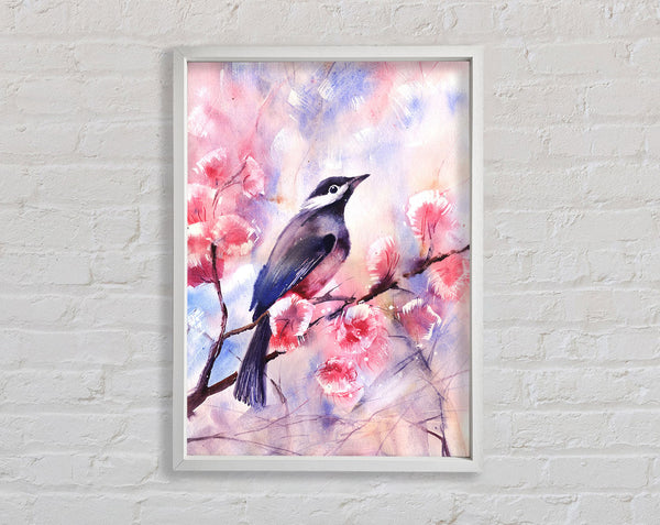 Cherry Blossom Bird Framed Print