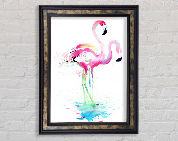 Flamingo Watercolour Framed Print