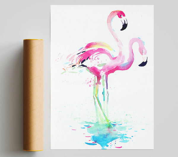 Flamingo Watercolour Poster