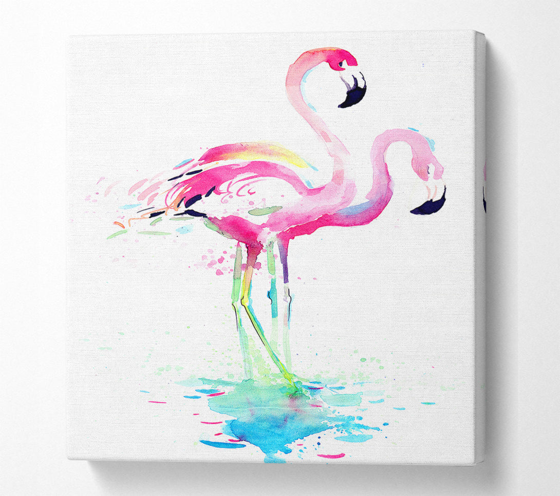  A Canvas Print of Flamingo Watercolour Canvas Wall Art