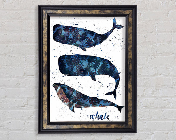 Whale Palm Leaves Framed Print