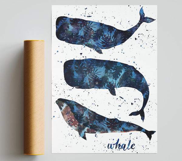 Whale Palm Leaves Giclee Print