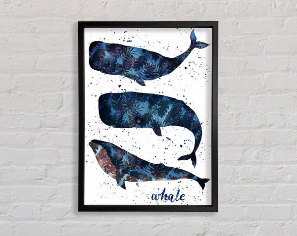 Whale Palm Leaves Framed Print