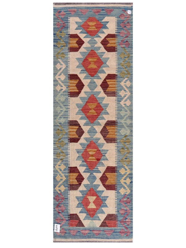 Maimana Afghanistan Kilim Rug - 203 x69 cm