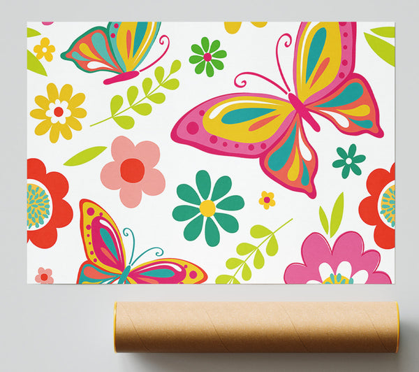 Hippy Butterflies Poster