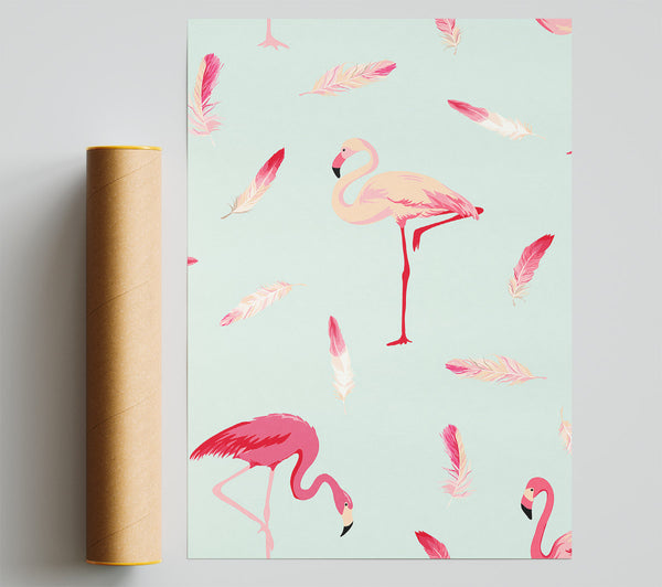 Pink Flamingo Feathers Poster