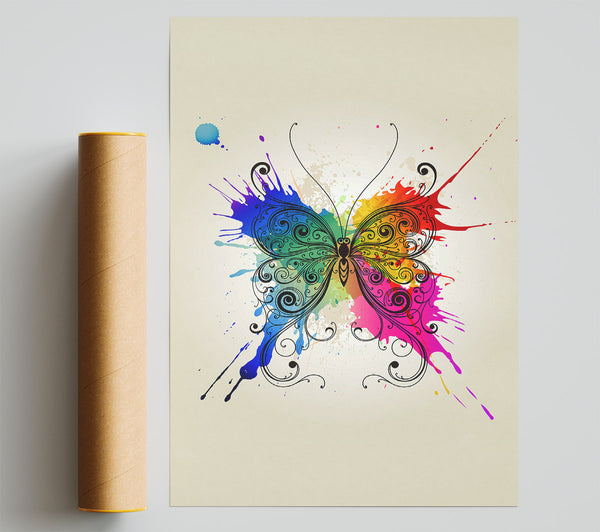 Rainbow Splash Butterfly Giclee Print