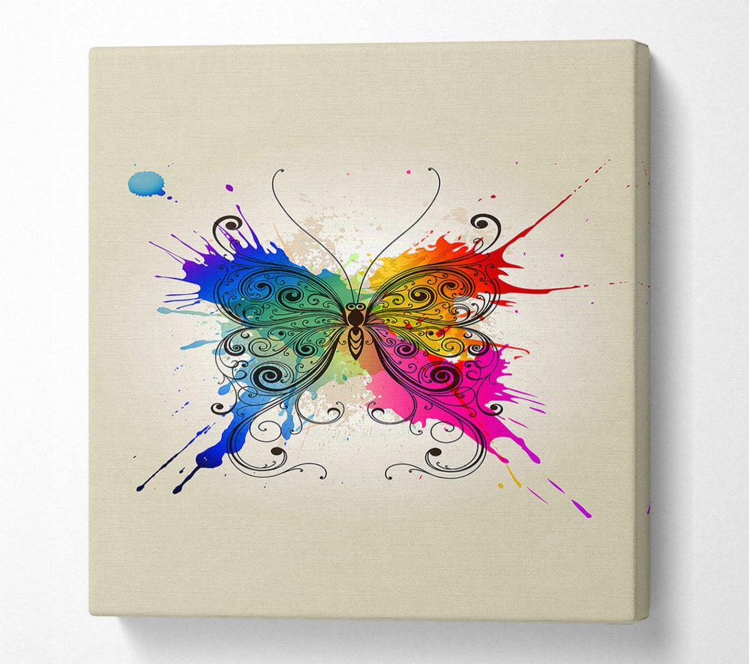  A Canvas Print of Rainbow Splash Butterfly Canvas Art