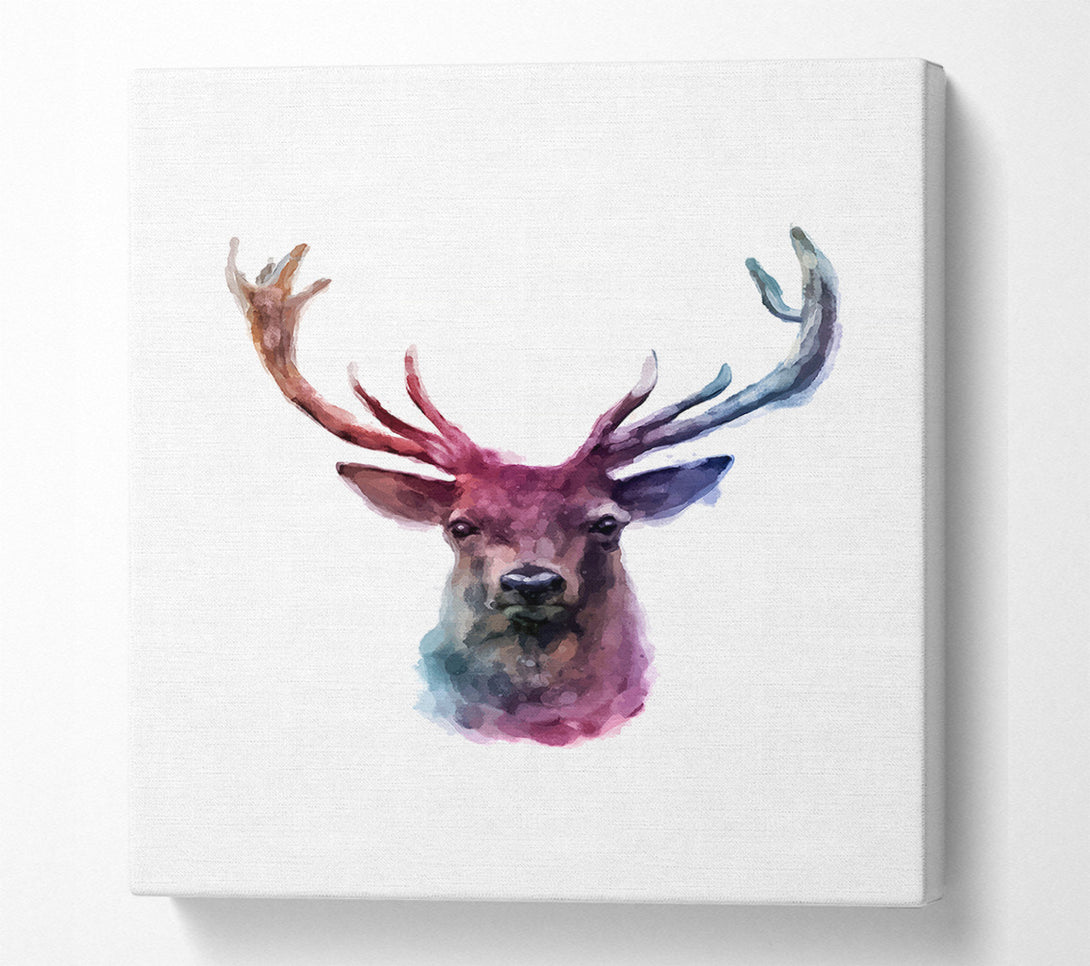  A Canvas Print of Stag Head Colours Canvas Print