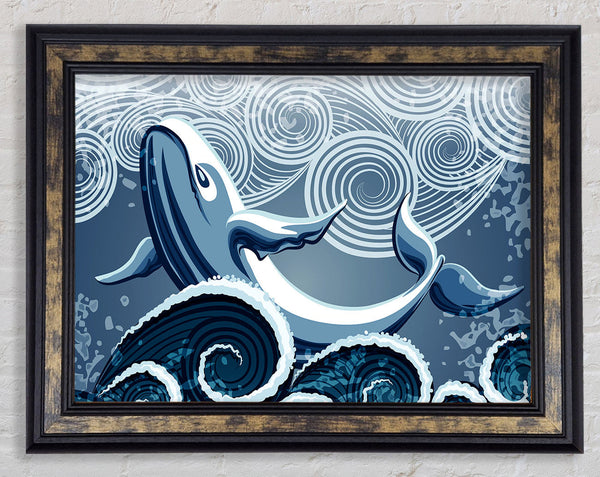 Whale Wave Framed Print