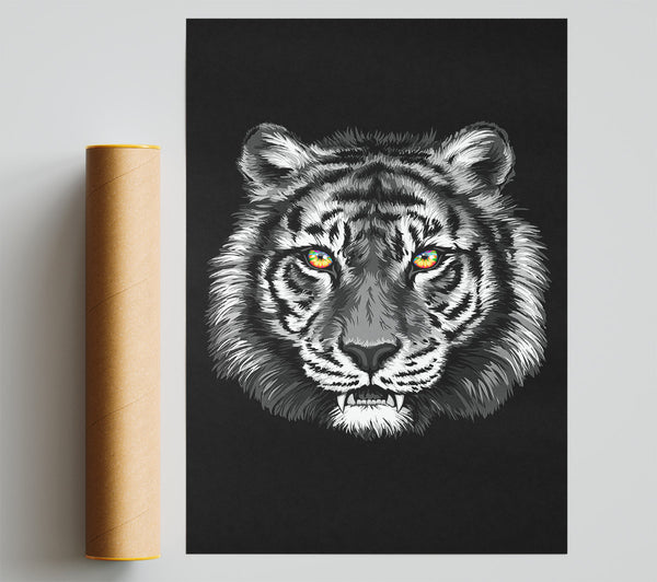 Orange Eyed Tiger Face Print