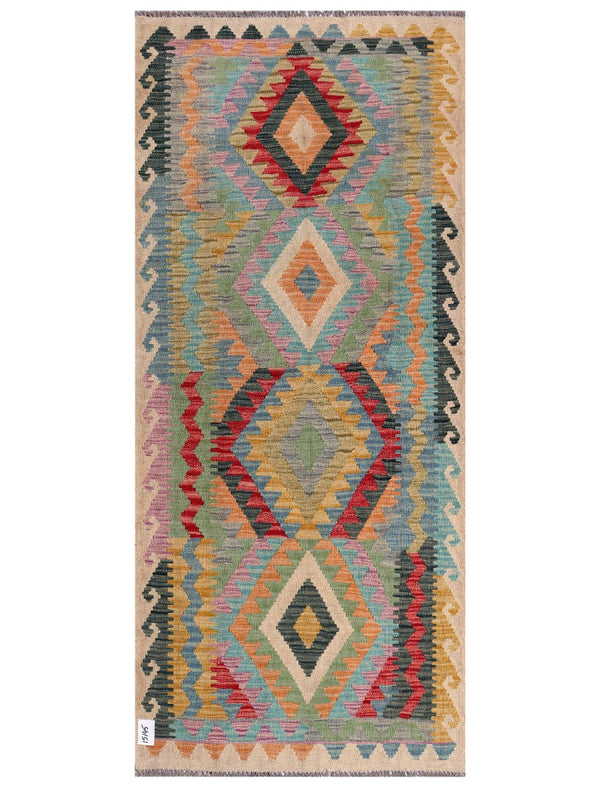 Maimana Afghanistan Kilim Rug - 199 x88 cm