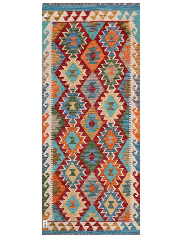 Maimana Afghanistan Kilim Rug - 204 x88 cm
