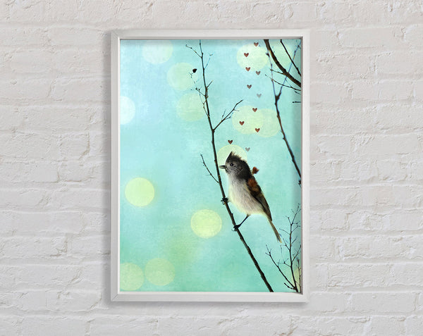 Bird Love Hearts Framed Print