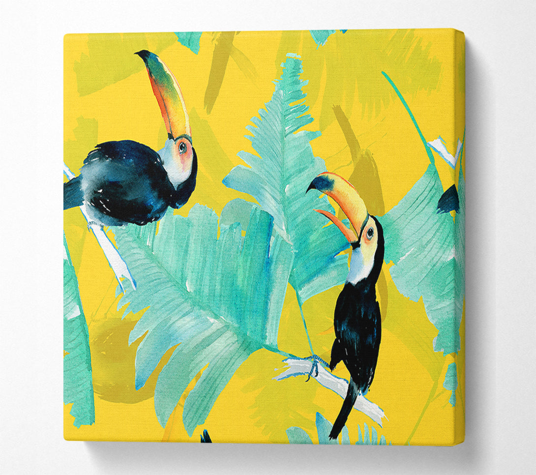  A Canvas Print of Toucan Palm Leaves Canvas Wall Art