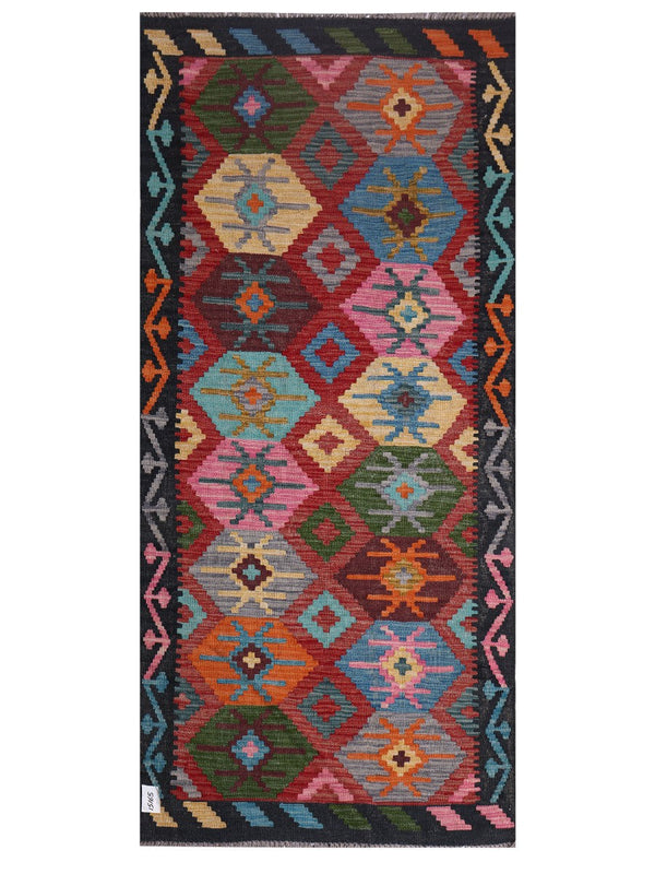 Maimana Afghanistan Kilim Rug - 206 x95 cm