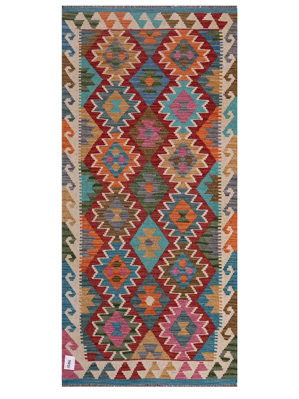 Maimana Afghanistan Kilim Rug - 189 x89 cm